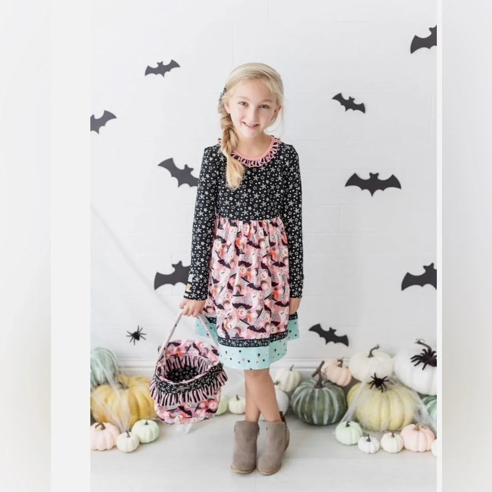 NWT Matilda Jane Heart To Heart Halloween Fun Mixed Print Dress Size 10 - Picture 1 of 7